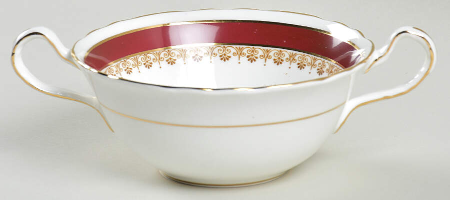 Warwick Red (Scalloped) Flat Cream Soup Bowl by John  Aynsley & Sons-1