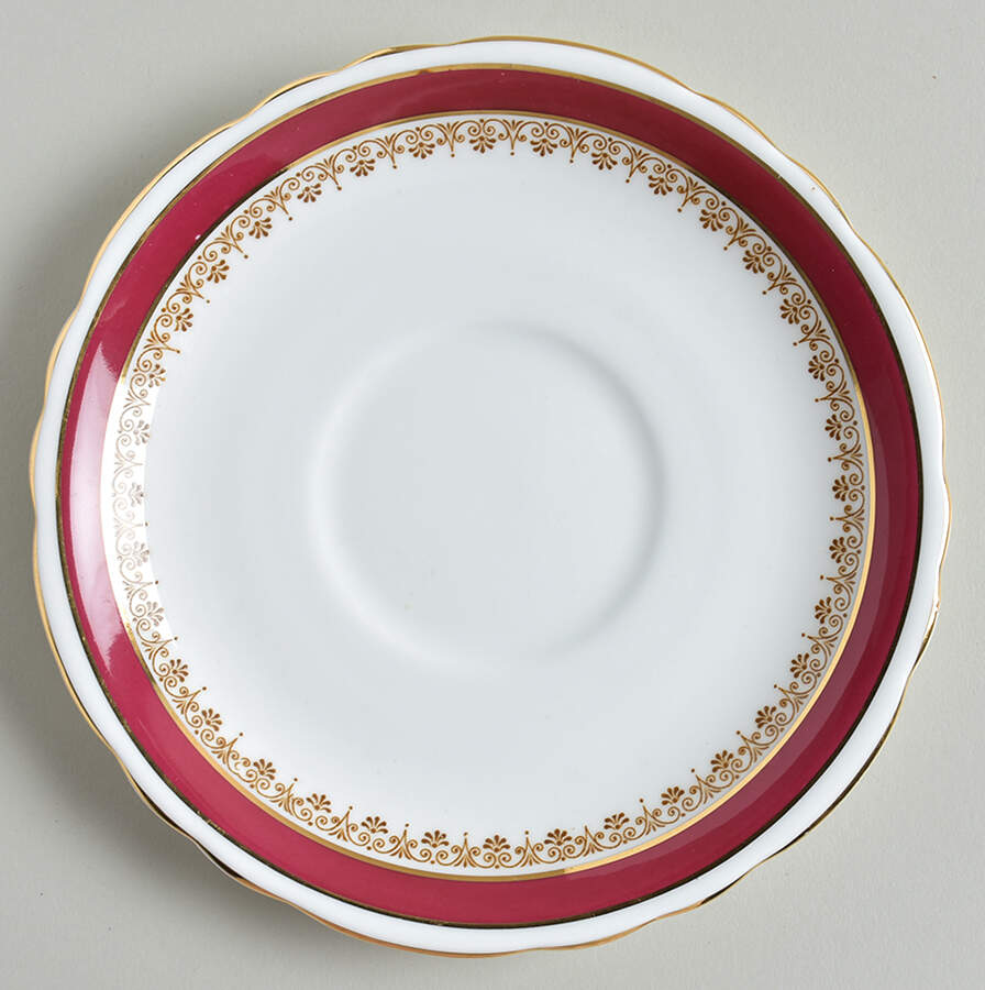 Warwick Red (Scalloped) Saucer for Cream Soup Bowl by John  Aynsley & Sons-1