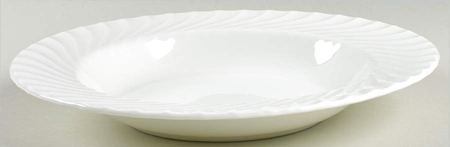 White Swirl Large Rim Soup Bowl by John  Aynsley & Sons-1