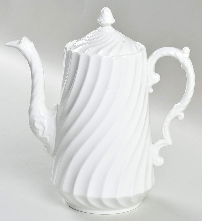 White Swirl Mini Coffee Pot & Lid by John  Aynsley & Sons-1