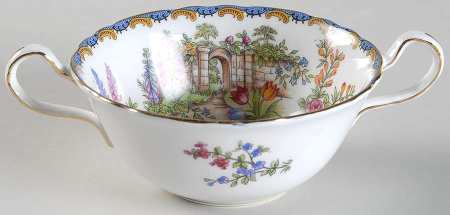 Wilton (Scalloped, Gold Trim) Flat Cream Soup Bowl by John  Aynsley & Sons-1