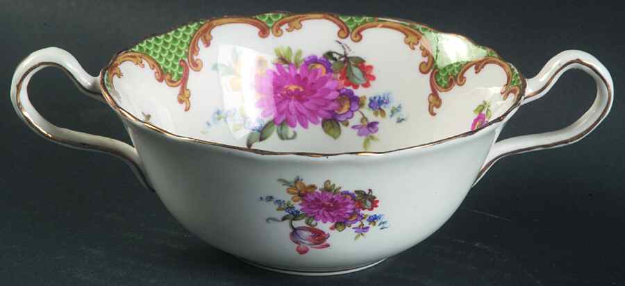 Wilton Green Flat Cream Soup Bowl by John  Aynsley & Sons-1