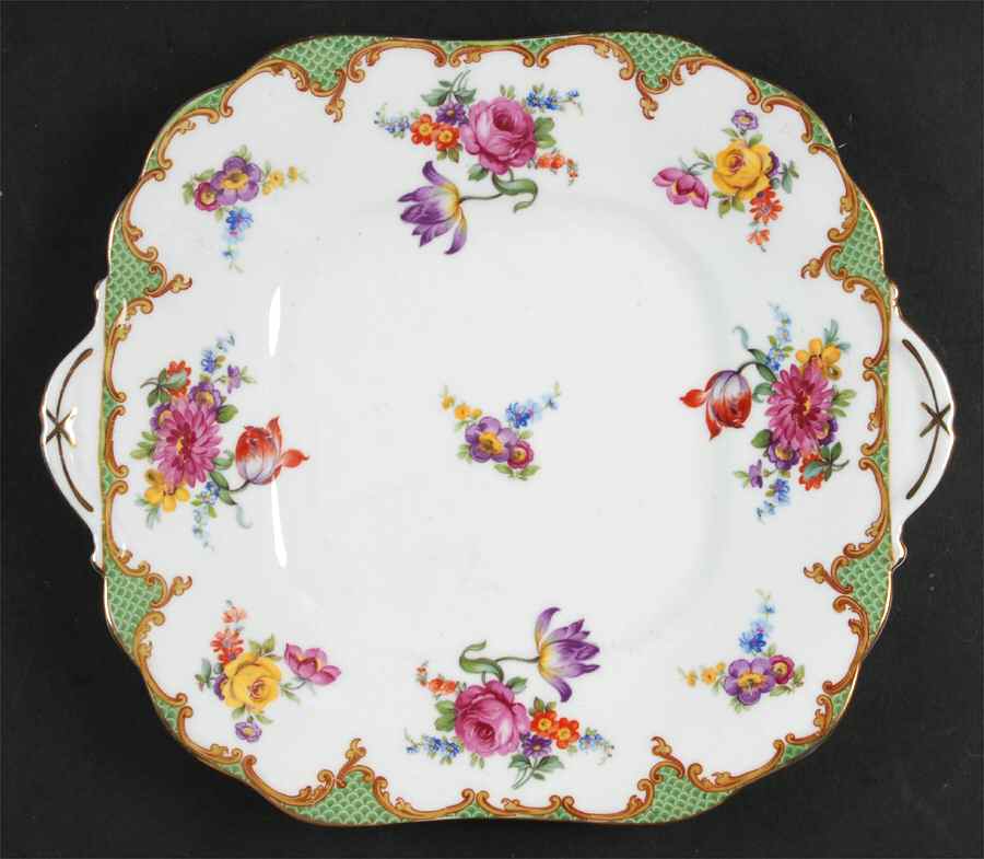 Wilton Green Square Handled Cake Plate by John  Aynsley & Sons-1