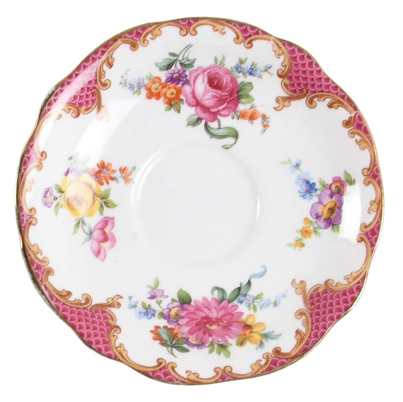 Wilton Pink Red (Scalloped) Saucer by John  Aynsley & Sons-1