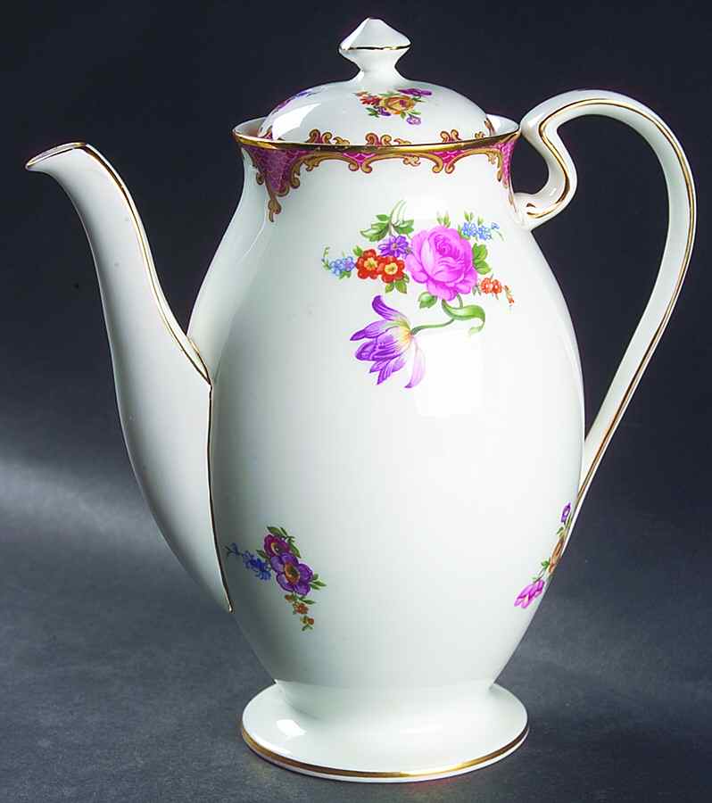 Wilton Pink Red (Scalloped) Coffee Pot & Lid by John  Aynsley & Sons-1
