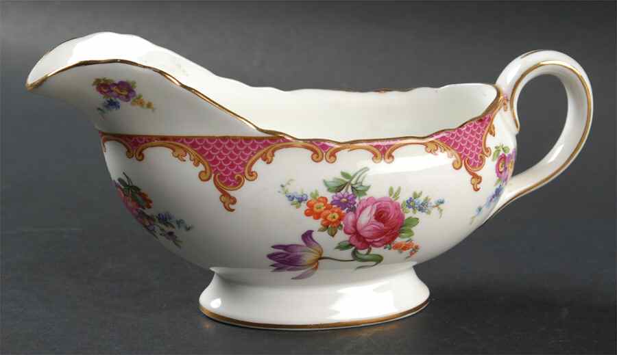 Wilton Pink Red (Scalloped) Gravy Boat by John  Aynsley & Sons-1