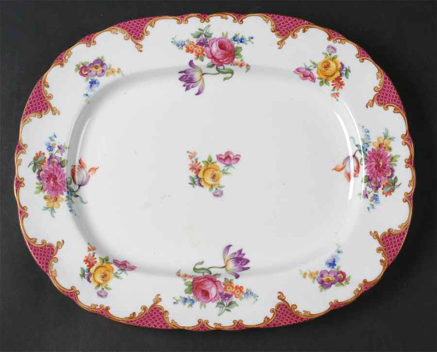 Wilton Pink Red (Scalloped) 11" Oval Serving Platter by John  Aynsley & Sons-1