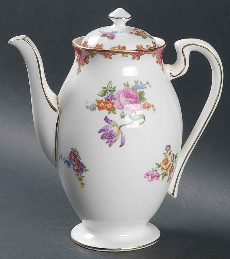 Wilton Pink Red (Scalloped) Coffee Pot & Lid by John  Aynsley & Sons-1