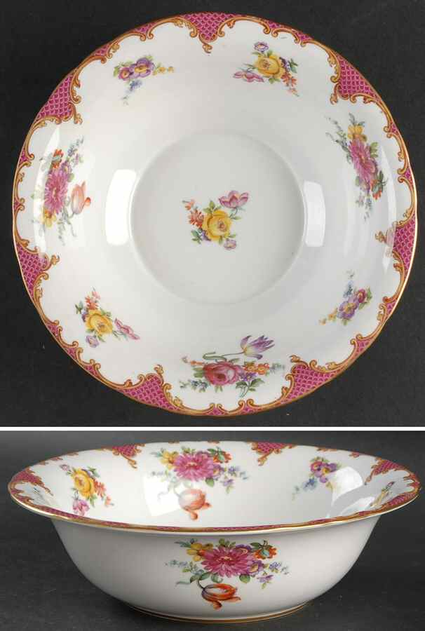 Wilton Pink Red (Scalloped) 8" Round Vegetable Bowl by John  Aynsley & Sons-1