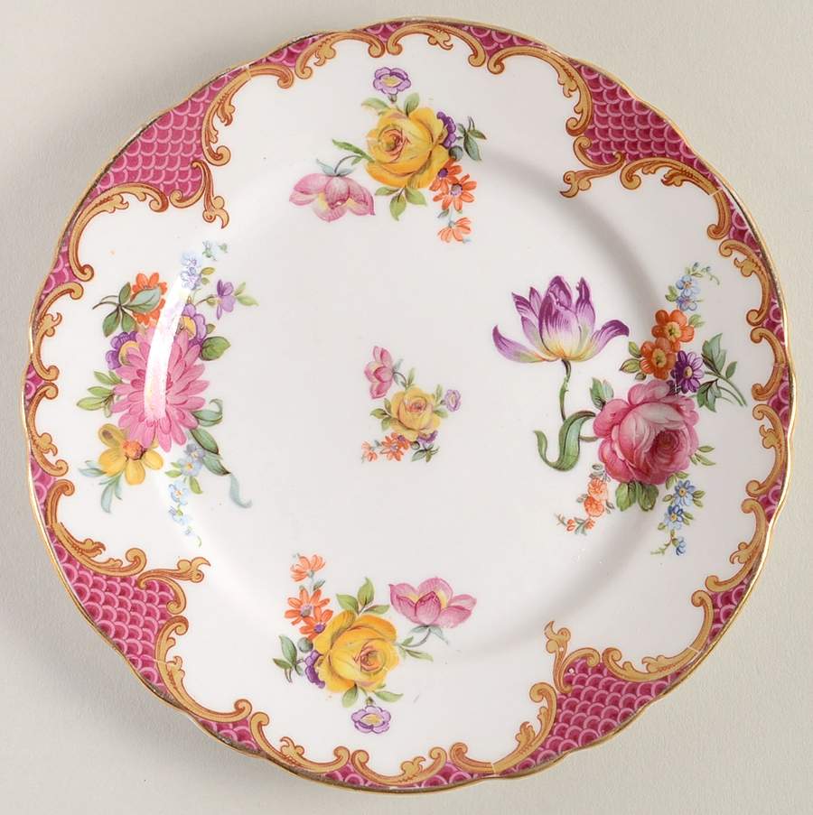 Wilton Pink Red (Scalloped) Bread & Butter Plate by John  Aynsley & Sons-1