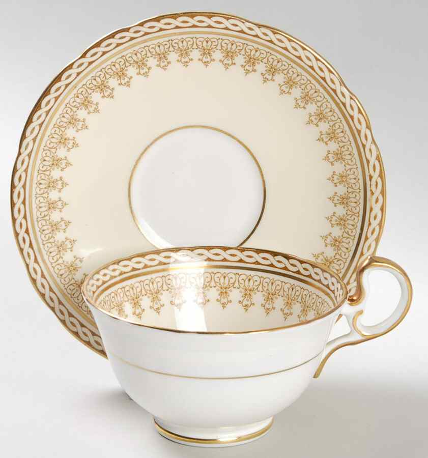 Winchester (Cream & White) Footed Cup & Saucer Set by John  Aynsley & Sons-1