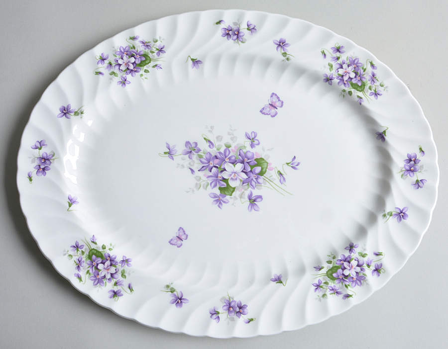 Wild Violets 16" Oval Serving Platter by John  Aynsley & Sons-1