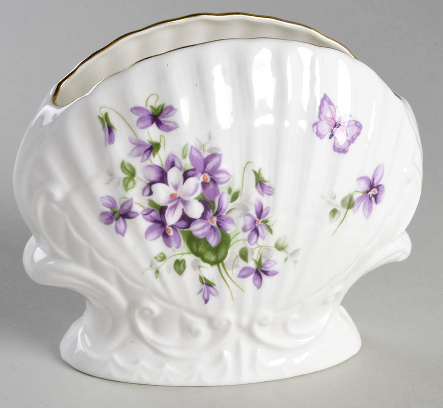 Wild Violets Medium Shell Shape Vase by John  Aynsley & Sons-1