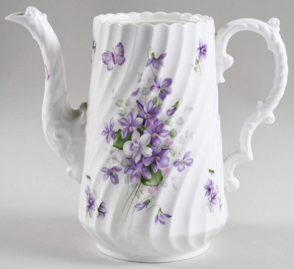 Wild Violets Coffee Pot No Lid by John  Aynsley & Sons-1