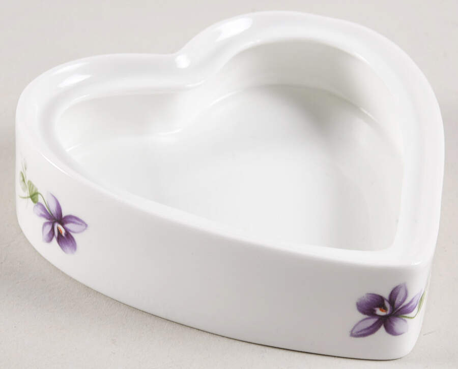 Wild Violets Heart Shape Box No Lid by John  Aynsley & Sons-1