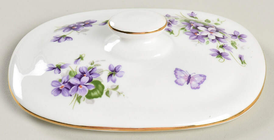 Wild Violets Lid for Butter Box by John  Aynsley & Sons-1