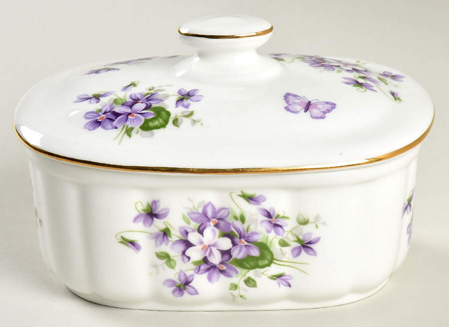 Wild Violets Butter Box & Lid by John  Aynsley & Sons-1