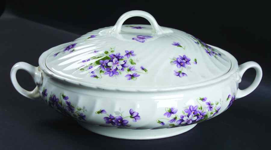 Wild Violets Round Covered Vegetable by John  Aynsley & Sons-1