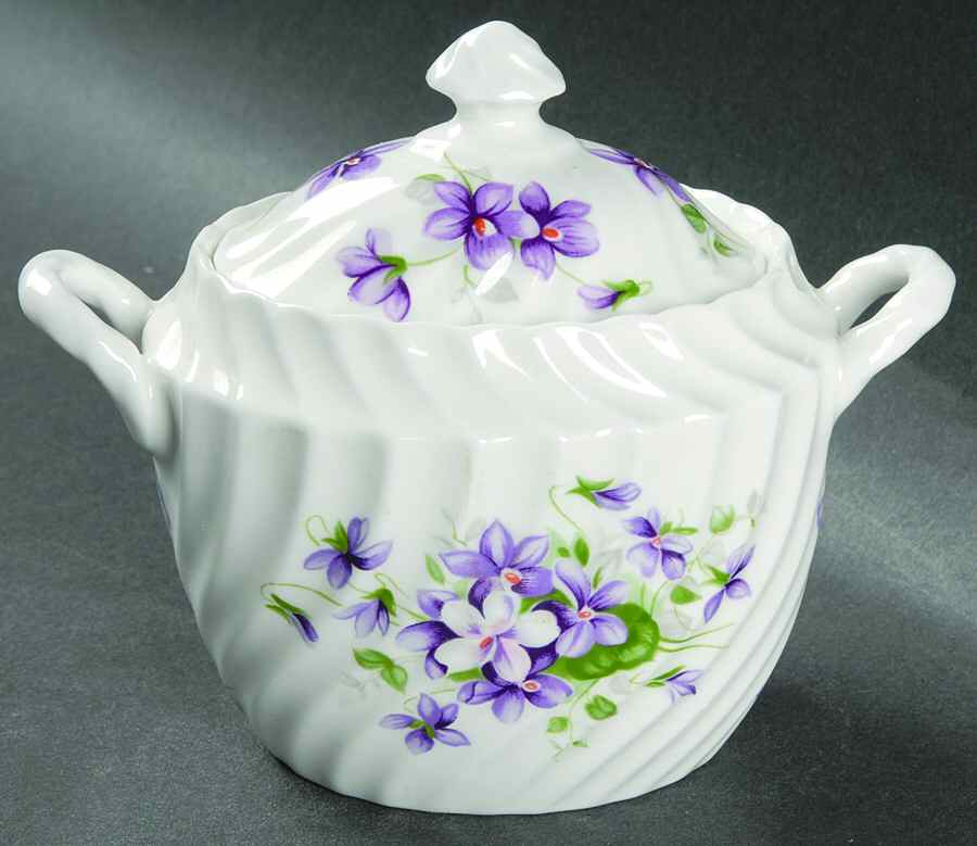 Wild Violets Sugar Bowl & Lid by John  Aynsley & Sons-1