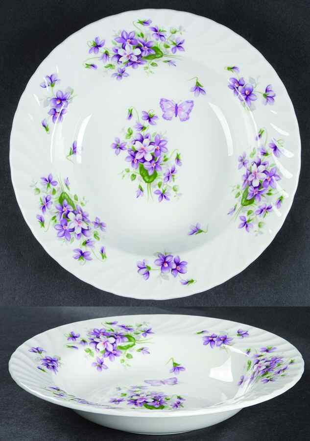 Wild Violets Rim Soup Bowl by John  Aynsley & Sons-1