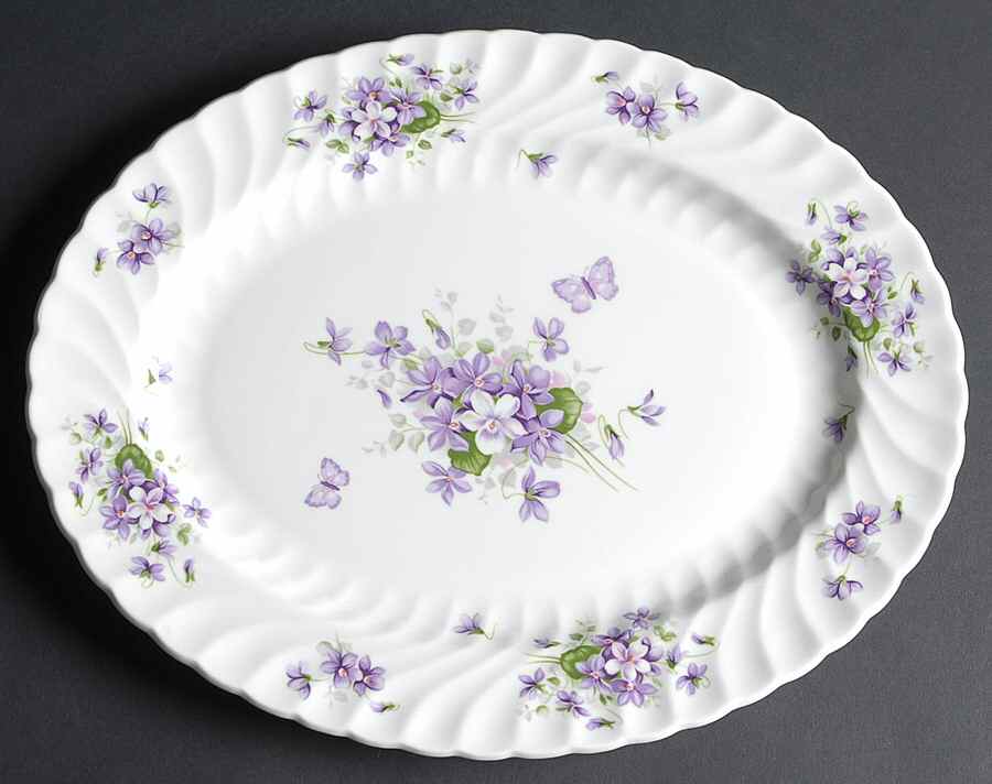 Wild Violets 13" Oval Serving Platter by John  Aynsley & Sons-1