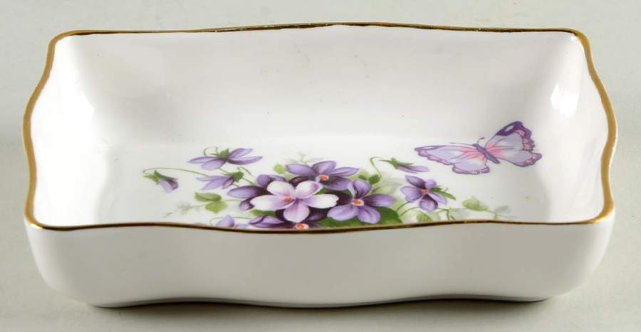 Wild Violets 4" Rectangular Sweet Meat by John  Aynsley & Sons-1