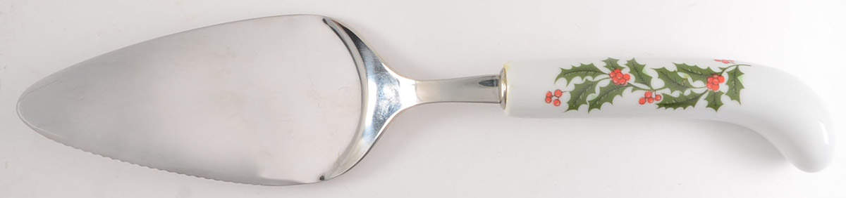Christmas Holly (Porcelain) Pie & Cake Server with Stainless Blade by All the Trimmings-1