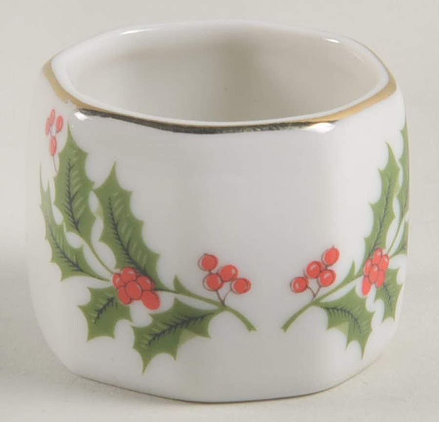 Christmas Holly (Porcelain) Napkin Ring by All the Trimmings-1