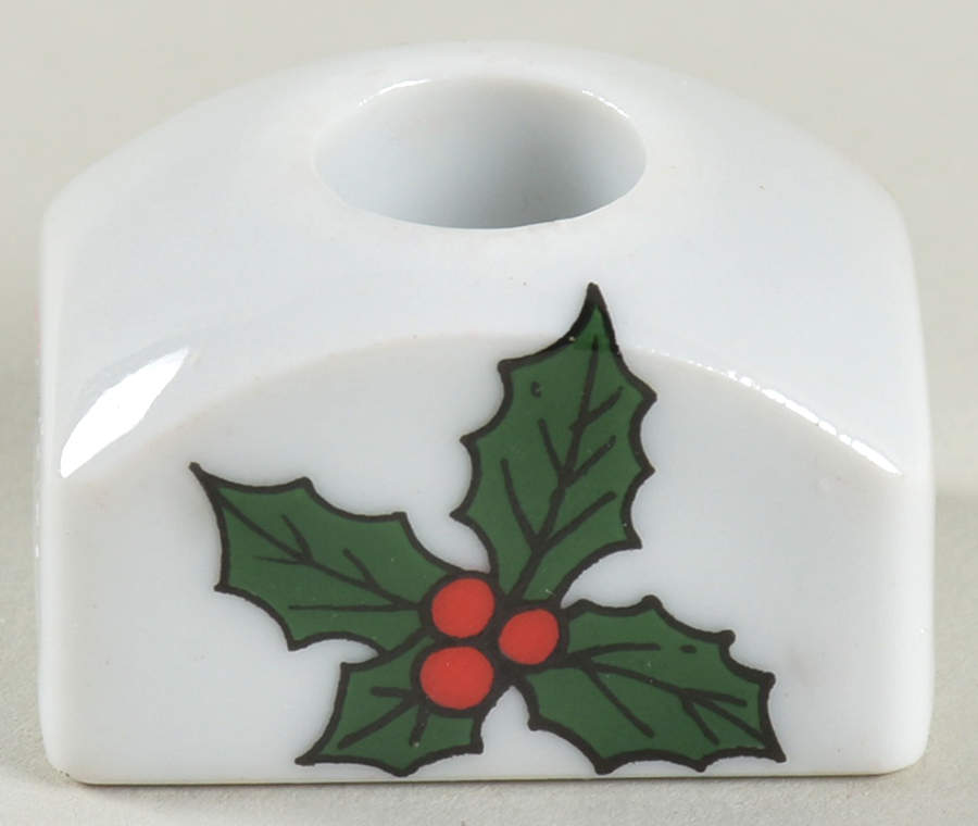 Christmas Holly (Porcelain) Candleholder by All the Trimmings-1