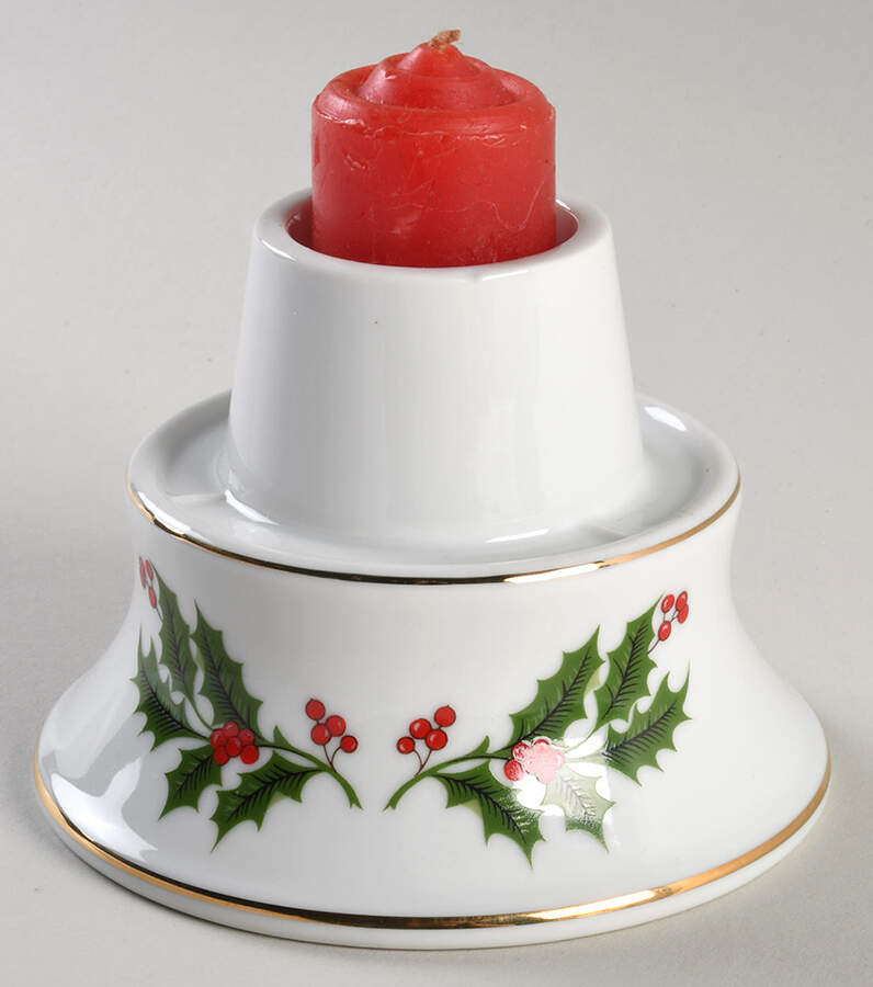 Christmas Holly (Porcelain) Hurricane Lamp No Globe by All the Trimmings-1