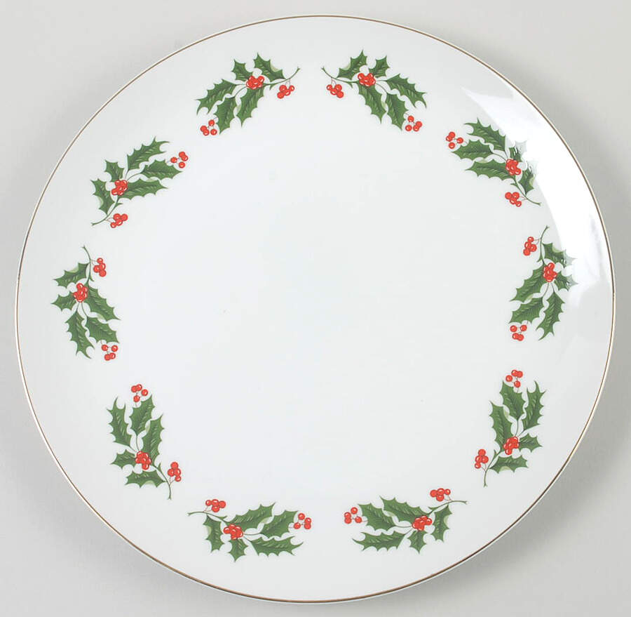 Christmas Holly (Porcelain) Cake Plate by All the Trimmings-1
