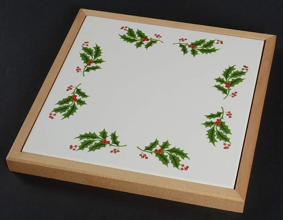 Christmas Holly (Porcelain) Cheese and Cracker Board by All the Trimmings-1