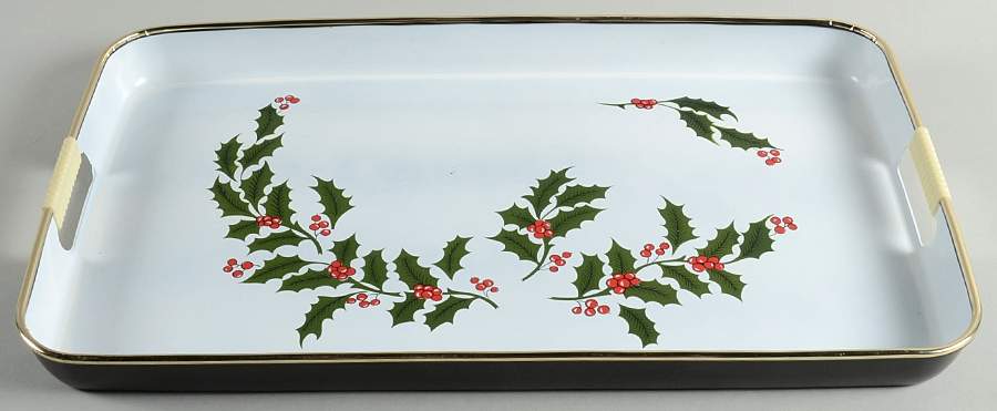 Christmas Holly (Porcelain) Metal Serving Tray by All the Trimmings-1