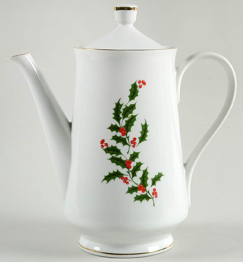 Christmas Holly (Porcelain) Coffee Pot & Lid by All the Trimmings-1
