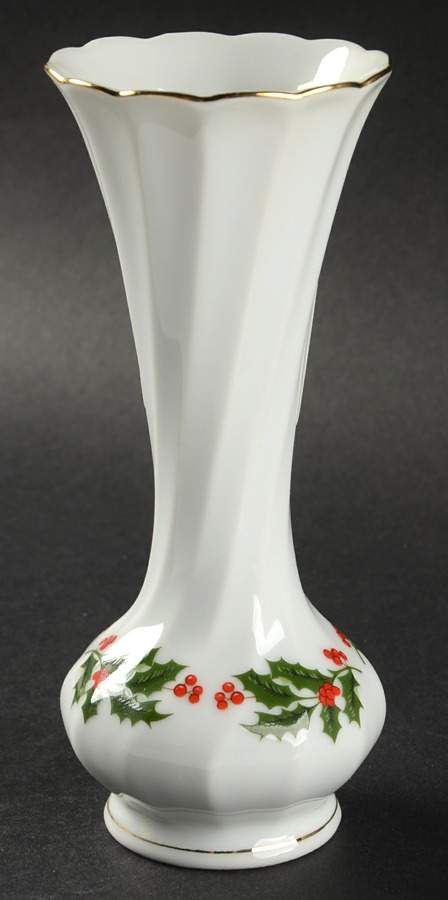 Christmas Holly (Porcelain) 6" Bud Vase by All the Trimmings-1