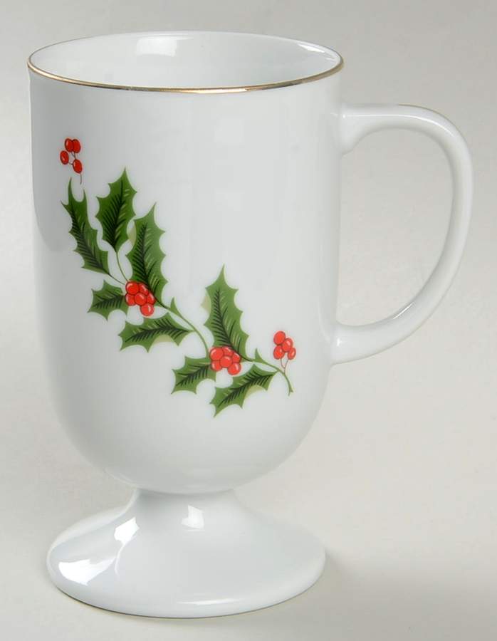 Christmas Holly (Porcelain) Footed Mug by All the Trimmings-1