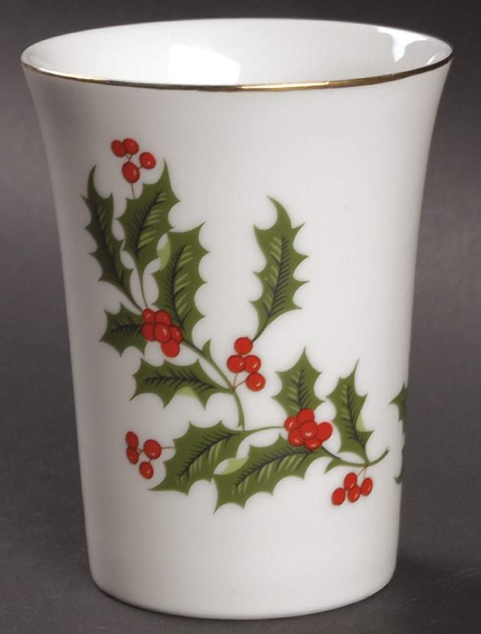 Christmas Holly (Porcelain) China Bathroom Tumbler by All the Trimmings-1