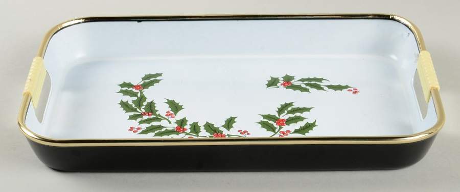 Christmas Holly (Porcelain) Metal Serving Tray by All the Trimmings-1