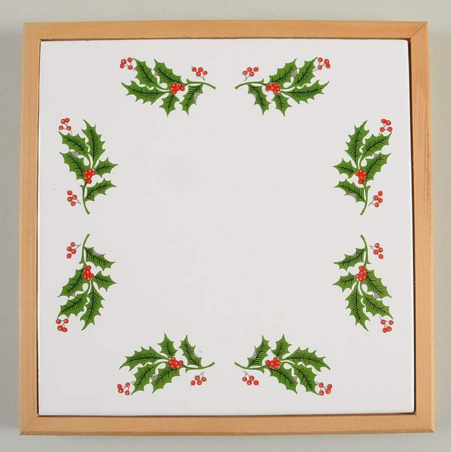 Christmas Holly (Porcelain) Trivet by All the Trimmings-1