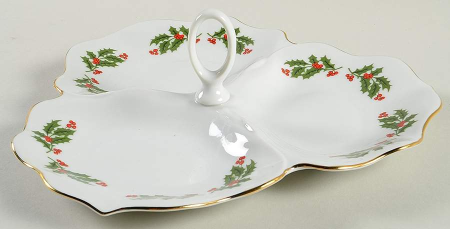 Christmas Holly (Porcelain) 3-Part Relish by All the Trimmings-1