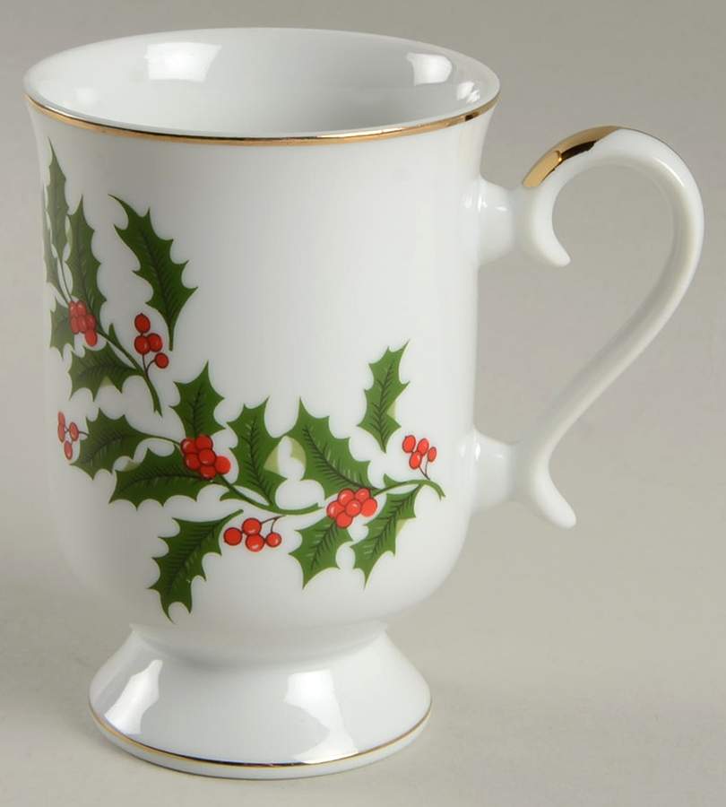 Christmas Holly (Porcelain) Footed Mug by All the Trimmings-1