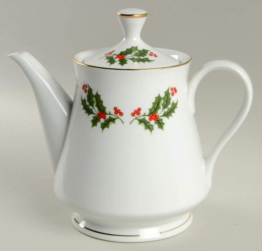 Christmas Holly (Porcelain) Teapot & Lid by All the Trimmings-1