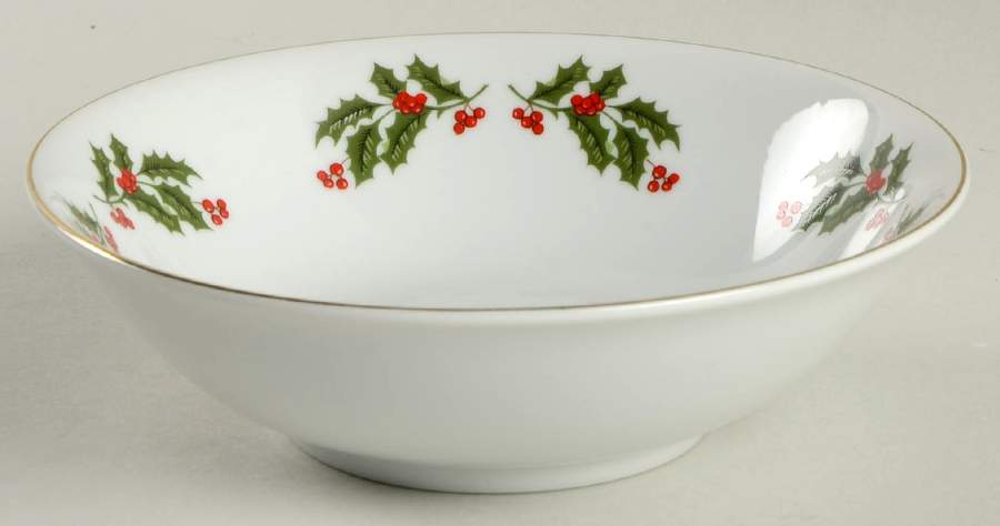 Christmas Holly (Porcelain) Coupe Cereal Bowl by All the Trimmings-1