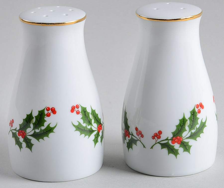 Christmas Holly (Porcelain) Salt & Pepper Set by All the Trimmings-1