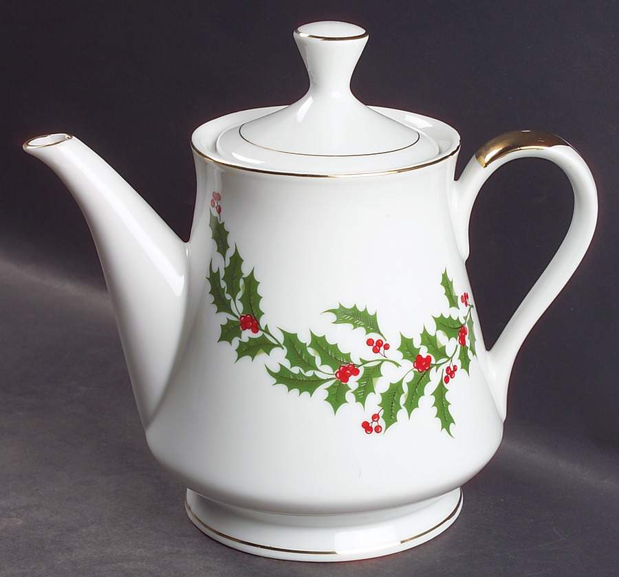 Christmas Holly (Porcelain) Teapot & Lid by All the Trimmings-1