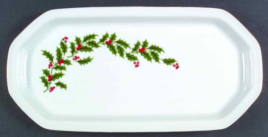 Christmas Holly (Porcelain) 13" Sandwich Tray by All the Trimmings-1