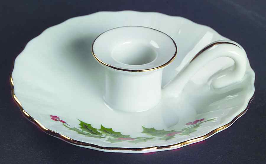 Christmas Holly (Porcelain) Handled Candleholder by All the Trimmings-1