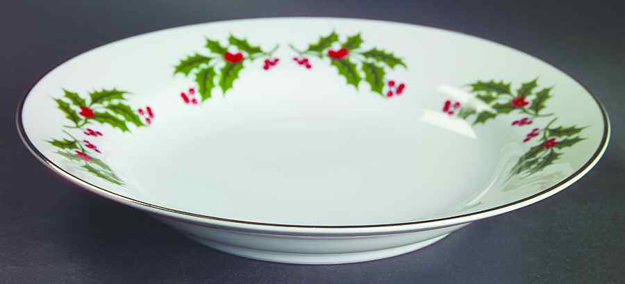 Christmas Holly (Porcelain) Rim Soup Bowl by All the Trimmings-1