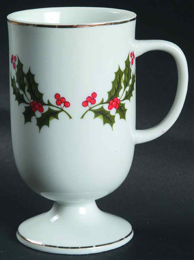 Christmas Holly (Porcelain) Footed Mug by All the Trimmings-1
