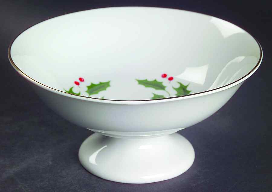 Christmas Holly (Porcelain) Round Compote (Height X Width) by All the Trimmings-1